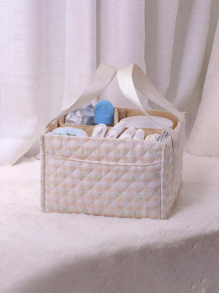Diary Floral Diaper Caddy Organizer with Removable Dividers Baby Essentials Organizer Gift for Babyshower Newborn Parents Gift