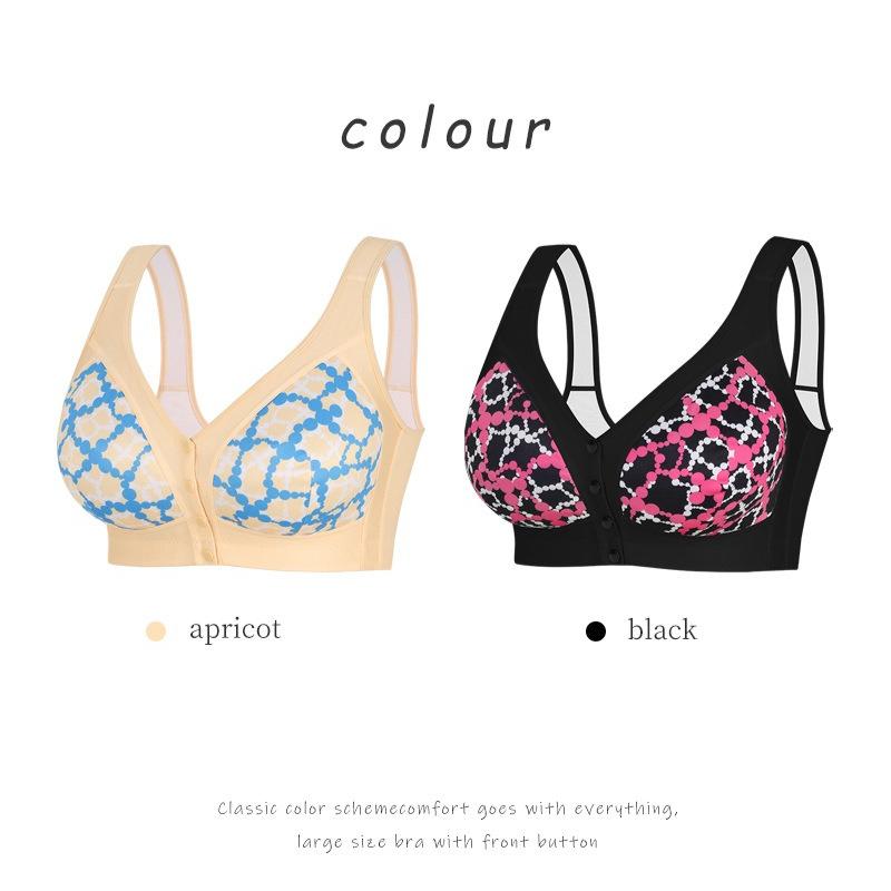 0XL-6XL Нижнее белье большого размера, бюстгальтер-топ без косточек с передней застежкой, с принтом
