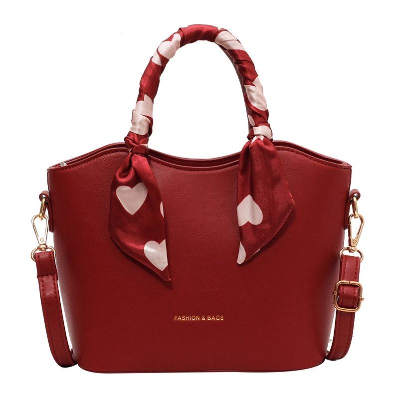 IELGY Women's Red Wedding Bag Diagonally Across the Bucket Handbag