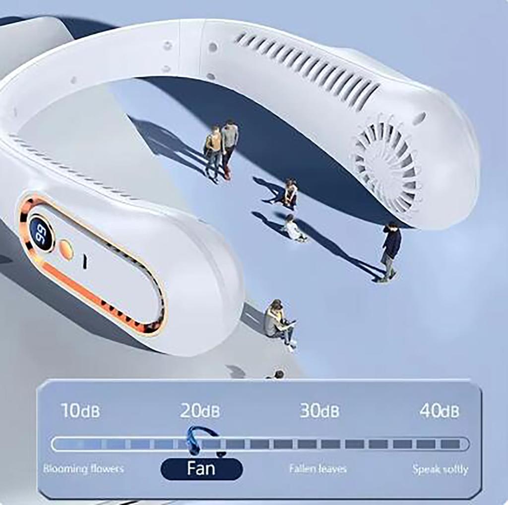 1pc Portable USB Charging and 5-speed Adjustable Neck Hanging Fan with Digital Display Screen, Suitable for Outdoor Exploration