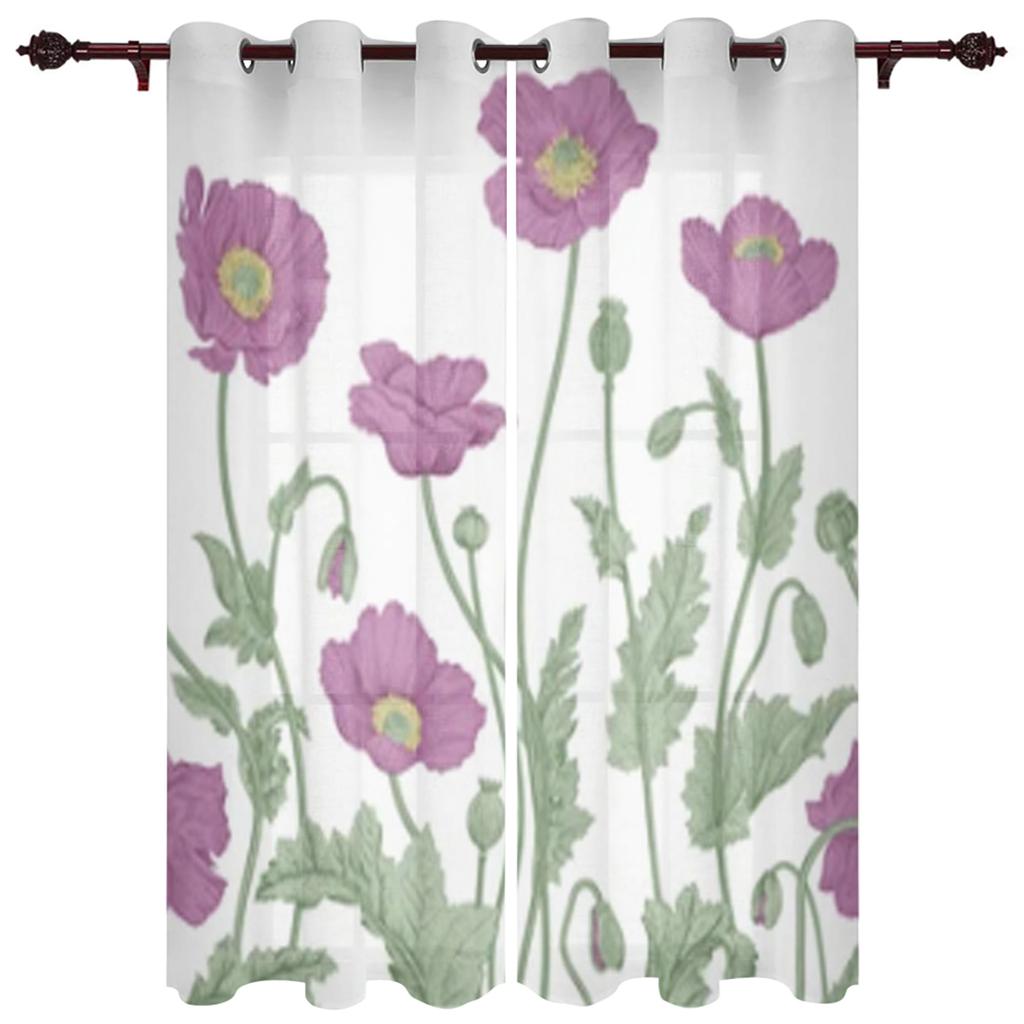 Flower Watercolor Window Curtain for Bedroom Living Room Backdrop Curtain Home Decor Kitchen Short Curtain