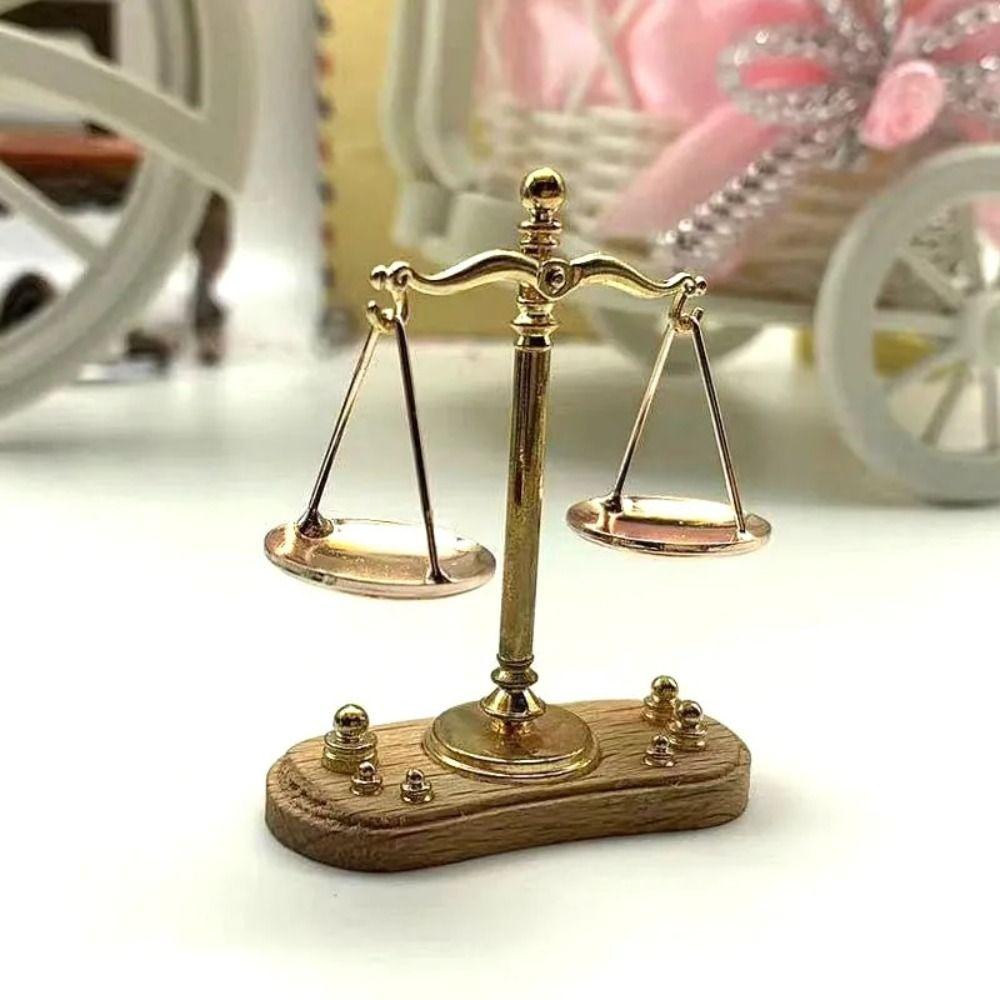 Mini Balance Toy Model Antique Justice Scale Model Classic Simulation Balance Scale Pretend Play
