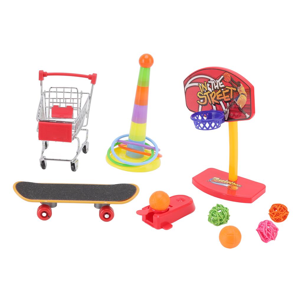 4pcs Bird Training Toys Interactive Fun Basketball Skateboard Trolley Parrot Toys for Budgie
