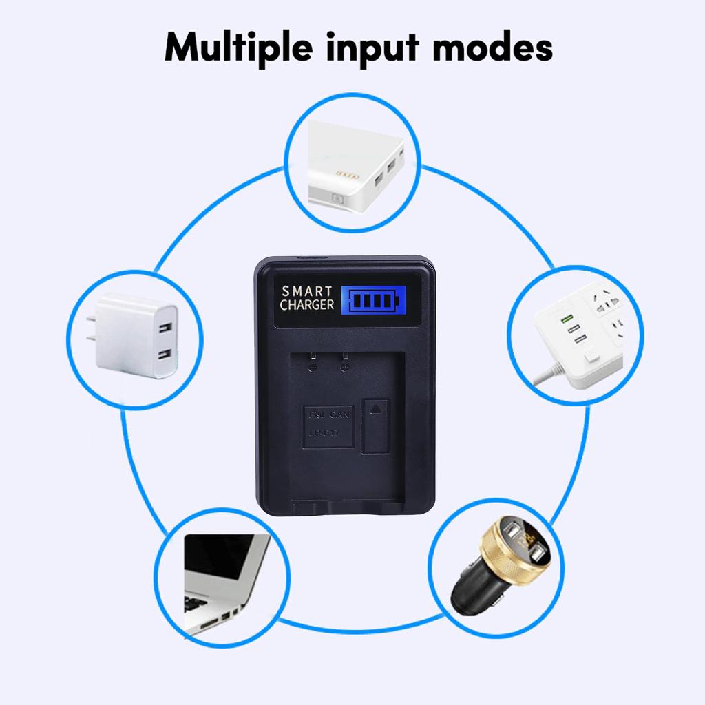 LP-E17 LPE17 LP E17 USB Battery Charger with LCD Screen Replacement for EOS Rebel T6i 750D 800D 200D 8000D Kiss