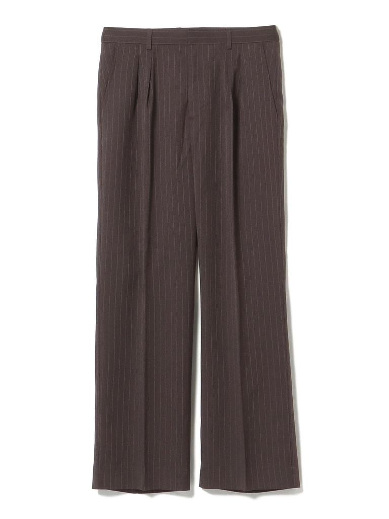Beams Heart Men's Striped 2-Puck Wide Leg Pants, Brown, Size L
