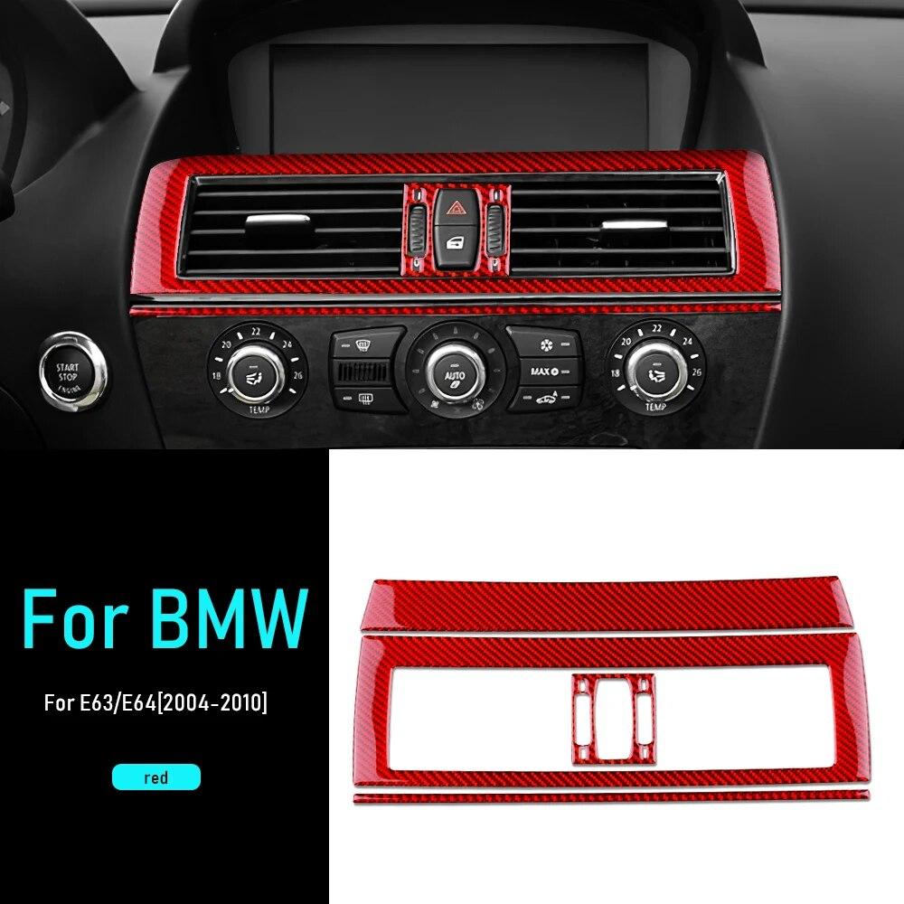Carbon Fiber for BMW 6 Series E63 E64 2004-2010 Accessories Car Central Air Outlet Vent Panel Cover Center Sticker Interior Trim