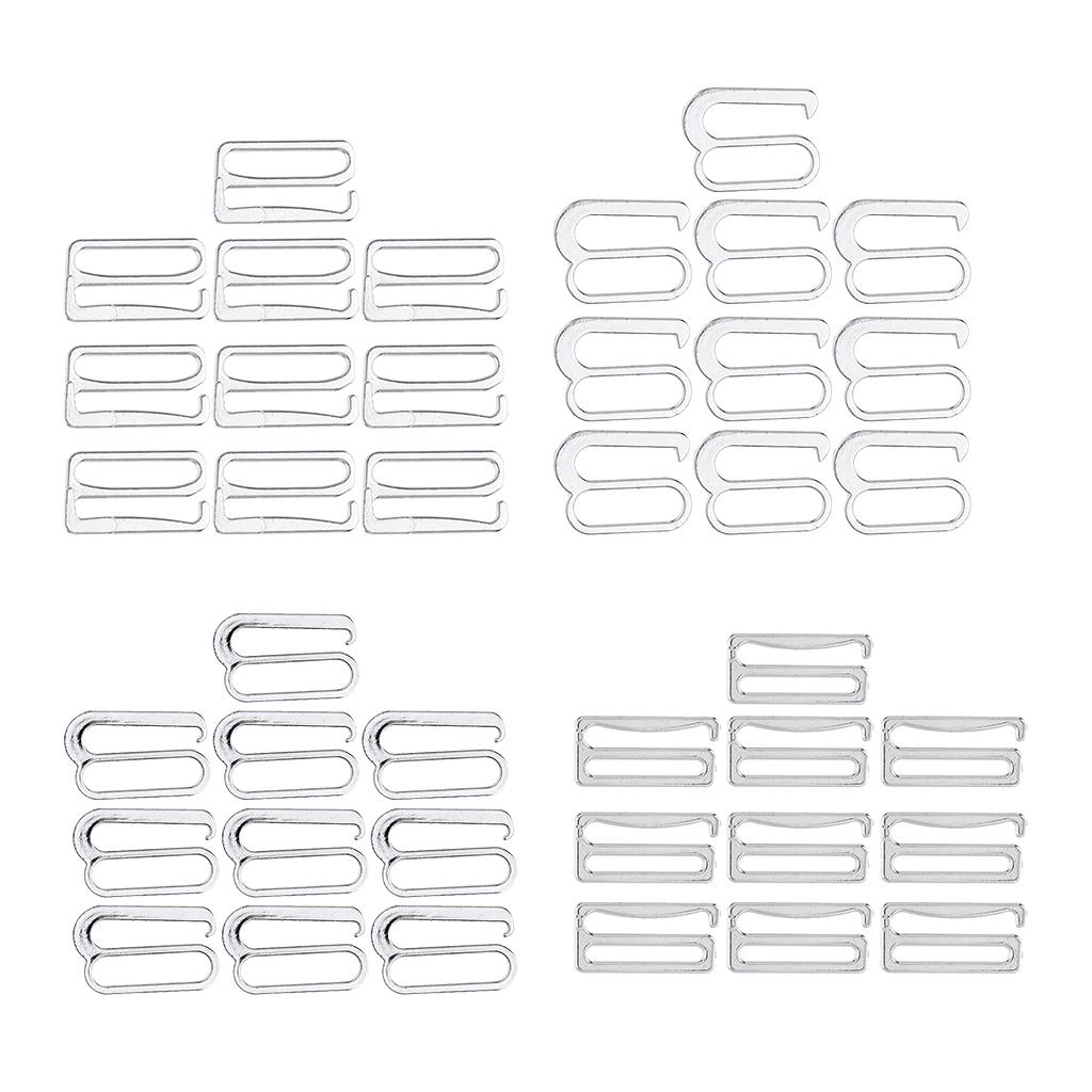 10x Металлические регуляторы для бретелей бюстгальтера, крючок для шитья - Серебристый, 26 мм