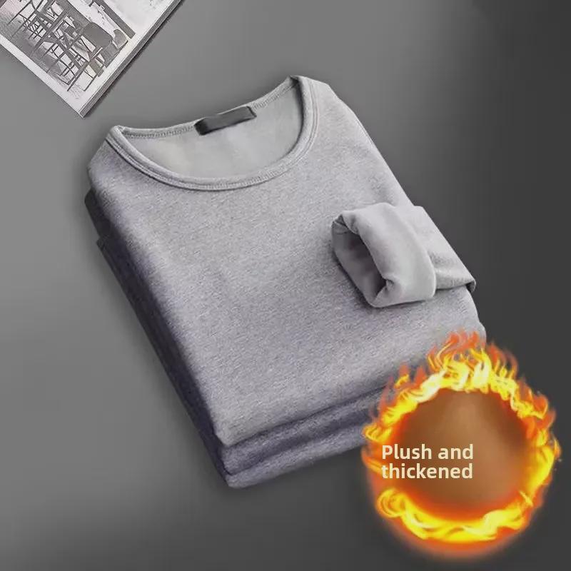 Мужская зимняя термобельё 2024 года из утеплённого бархата — большой размер, можно носить как верхнюю одежду