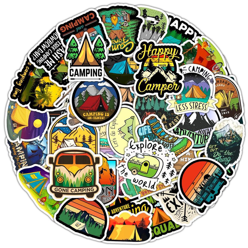 50 шт. водонепроницаемых наклеек-граффити для кемпинга на открытом воздухе, автомобилей, телефонов, скейтбордов и стаканов для воды