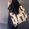 Women's Large Retro Canvas Shoulder Tote - Ideal for Student Commute