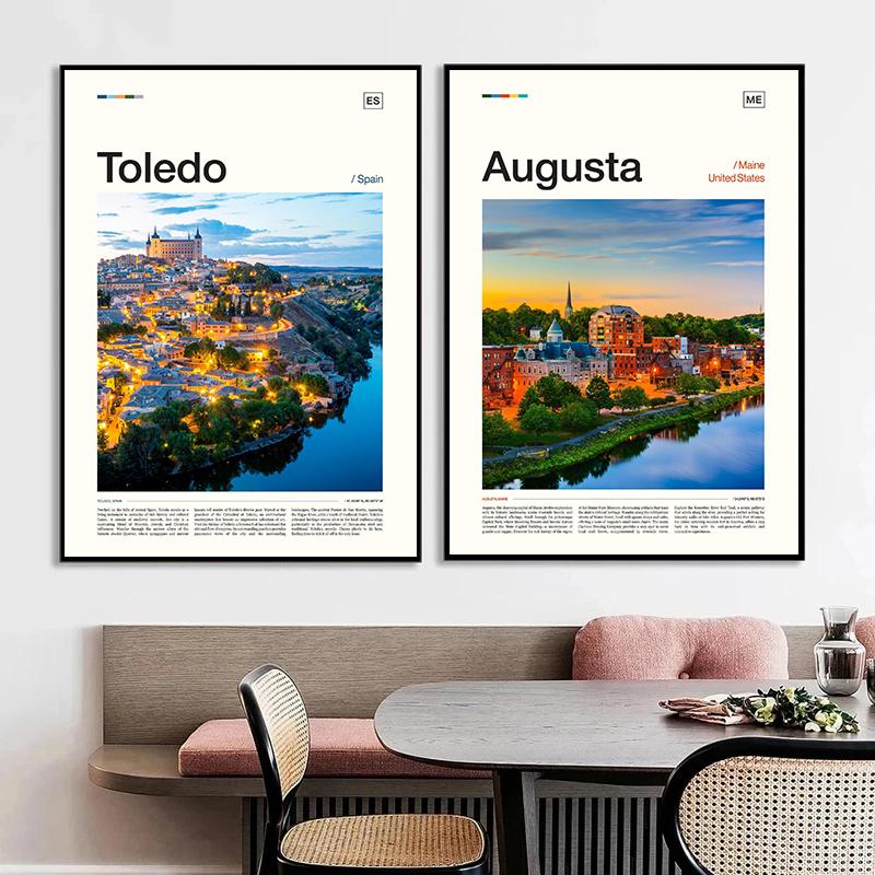 Знаменитый город Норвегия Москва Барселона Туристический город Архитектура Искусство Постер Холст Картины Настенное искусство Картинки Домашний декор