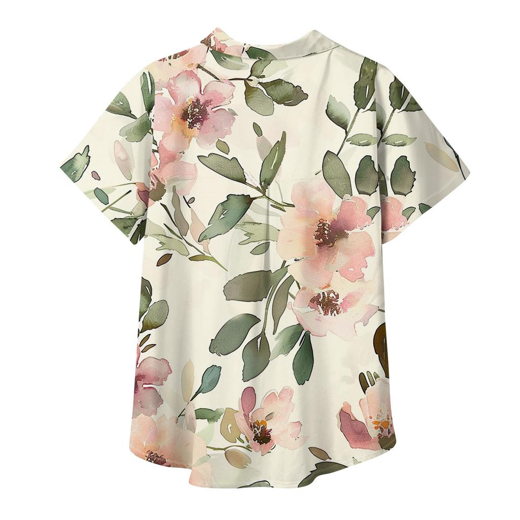 Женская рубашка с короткими рукавами, повседневный модный топ на пуговицах с принтом, кардиган с нагрудным карманом