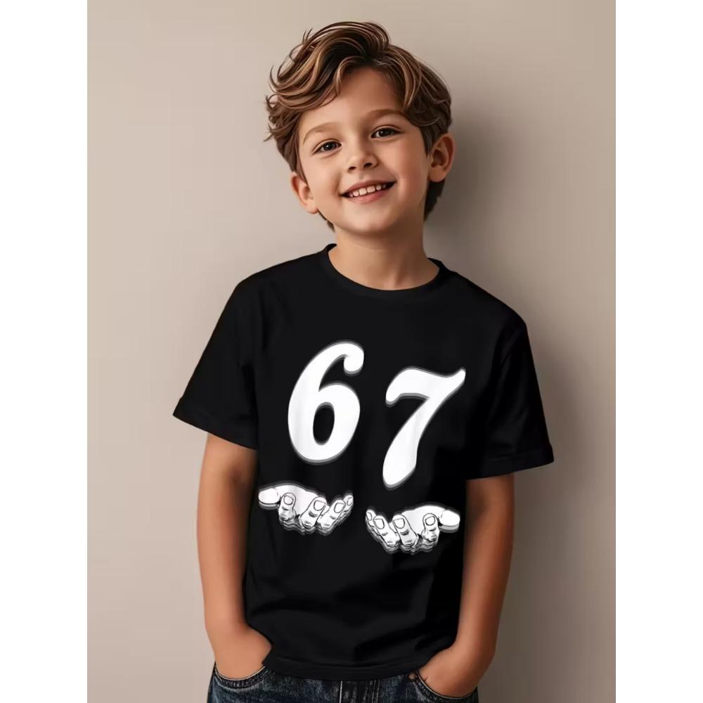 T-shirt fun digital 3D printing summer short sleeved T-shirt loose and comfortable top street fashion children's clothing