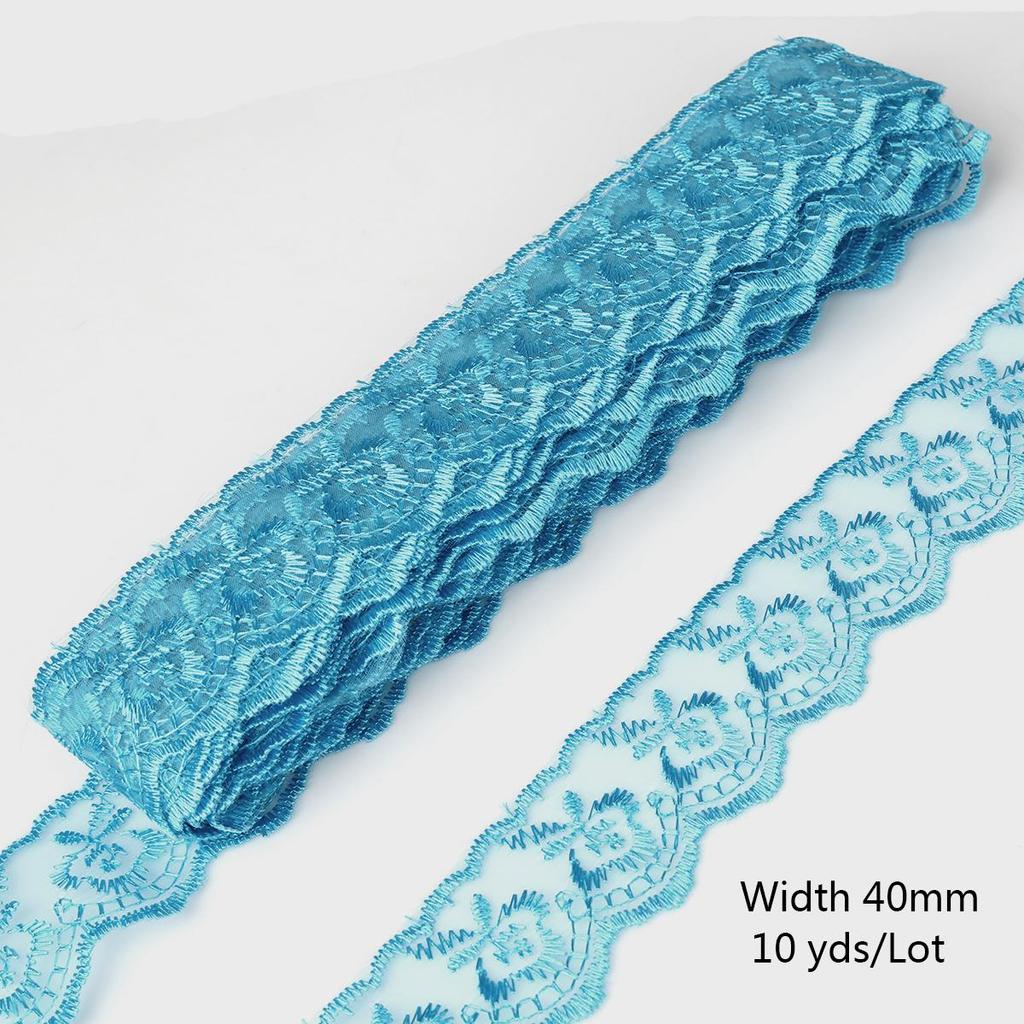 10yards/lot Multi-Color Lace Trim Fabric 40MM Embroidered Net Lace Trim For Sewing Decoration DIY Embroidered Lace Ribbon