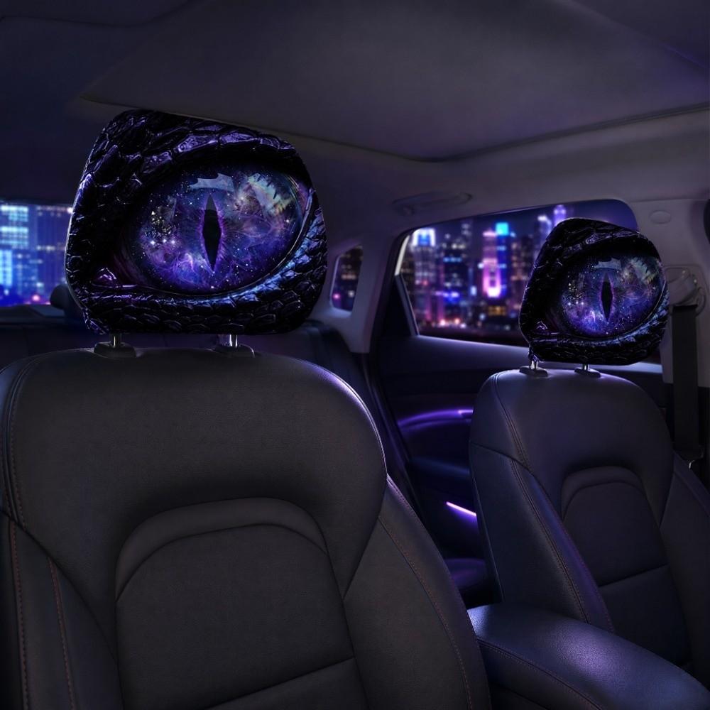 2PCS Simulation Dragon's Eye Car Pillowcase Car Seat Headcover Gift for Car Lover