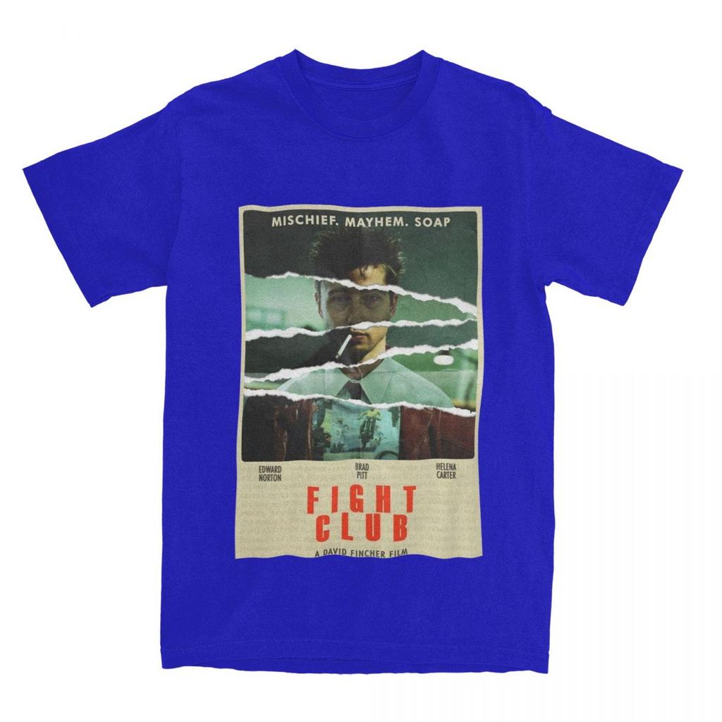 Fight Club Poster T Shirt Apparel for Unisex Women Pure Cotton Casual Classic Movie Tshirt Short Sleeve Clothes Gift Idea