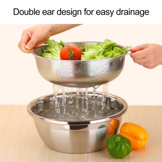 Сливная корзина, дуршлаг из нержавеющей стали, прочные ручки, корзина для мытья фруктов и овощей для домашней кухни