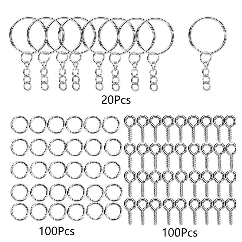 110/220Pcs Jewelry Making Jump Rings Key Ring Eye Pins Keychain Kits Key Chain Epoxy Resin