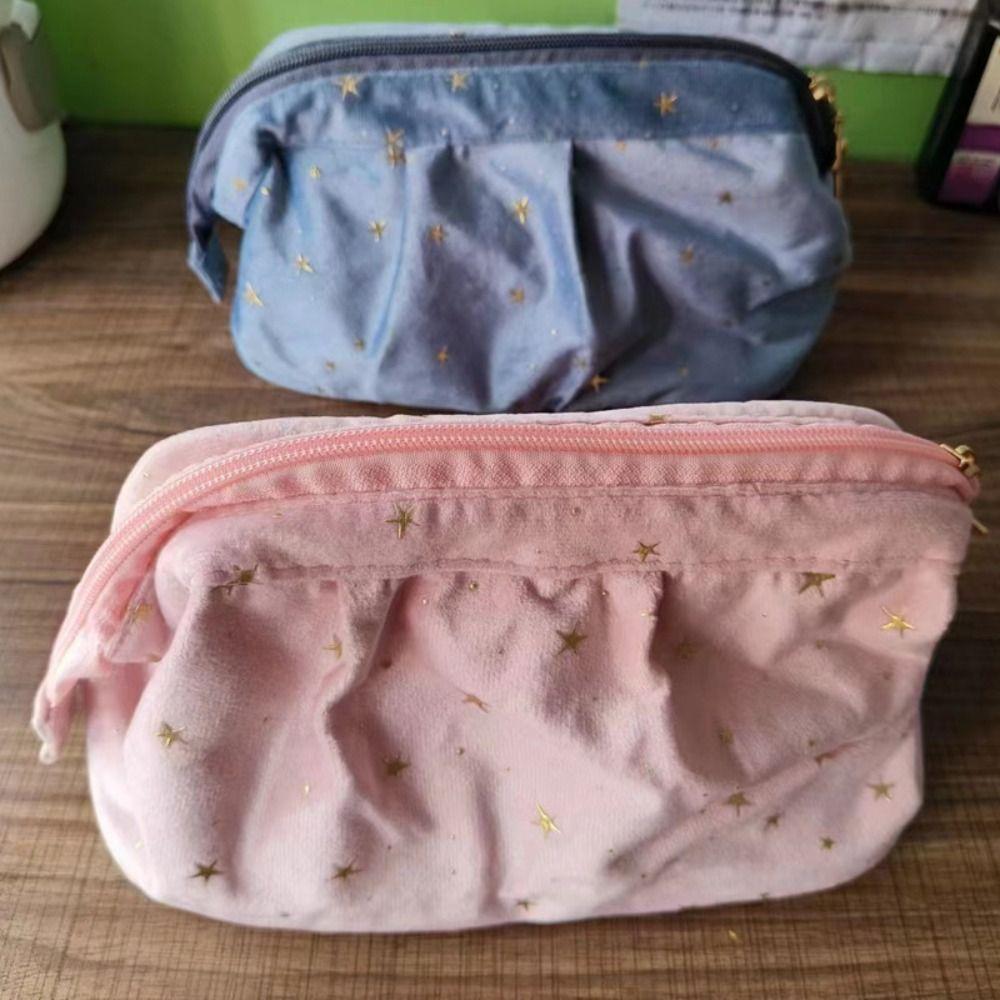 Bronzing Stars Shell Shape Makeup Case Large Capacity Travel Toiletry Bag Bath Storage