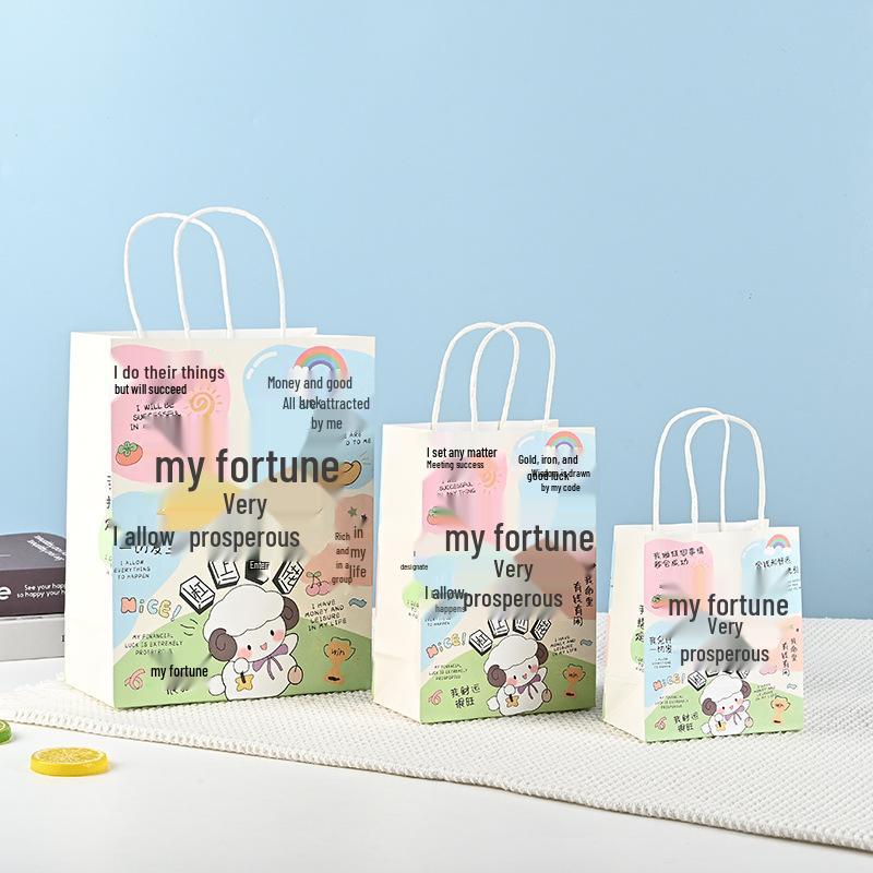 Маленький мультяшный крафтовый бумажный подарочный пакет для дней рождения и вечеринок