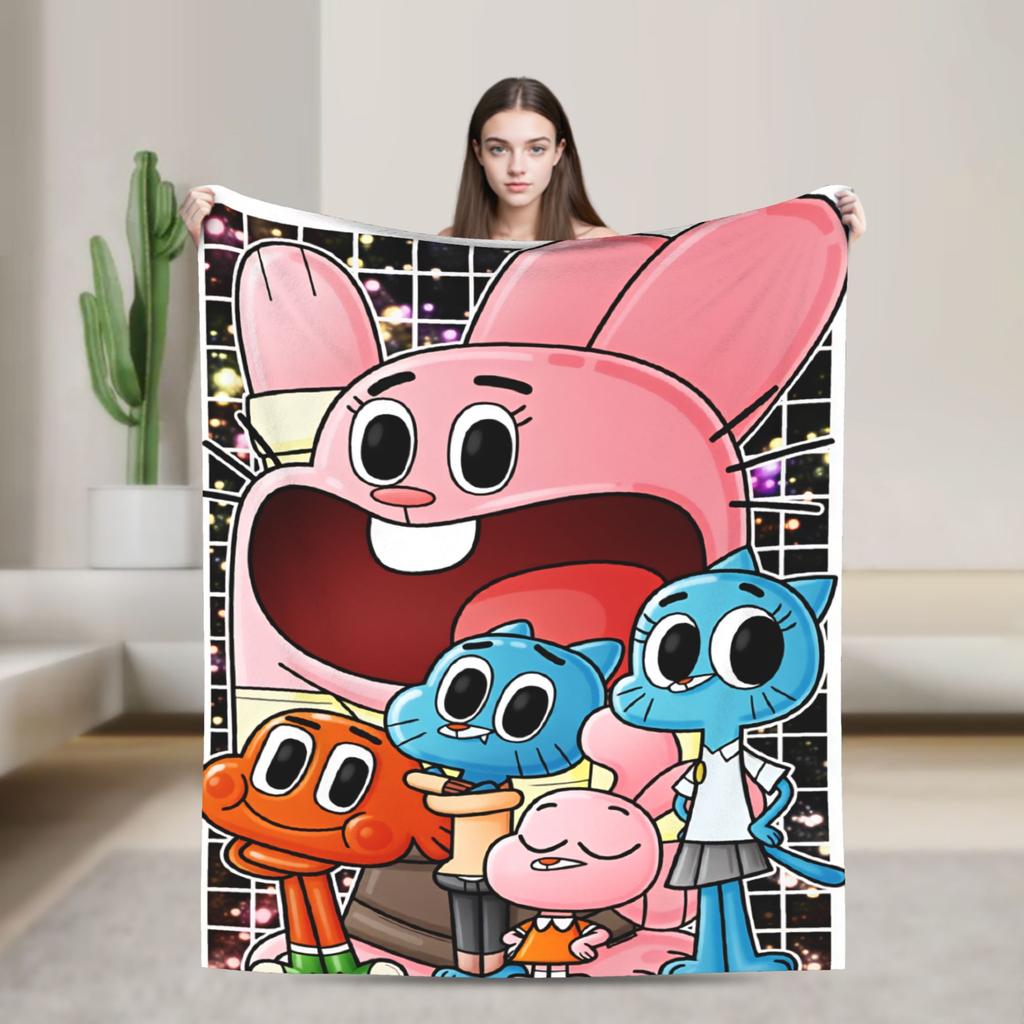 The Amazing World Of Gumball Soft Warm Blanket Camping Plush Throw Blanket Aesthetic Outdoor Flannel Bedspread Sofa Bed Cover