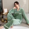 Velvet Pajamas, Autumn and Winter Women's Pajamas Set, Long-sleeved Trousers, Two-piece Set, Lapel Cardigan, Loose Home Clothes, Home Clothes