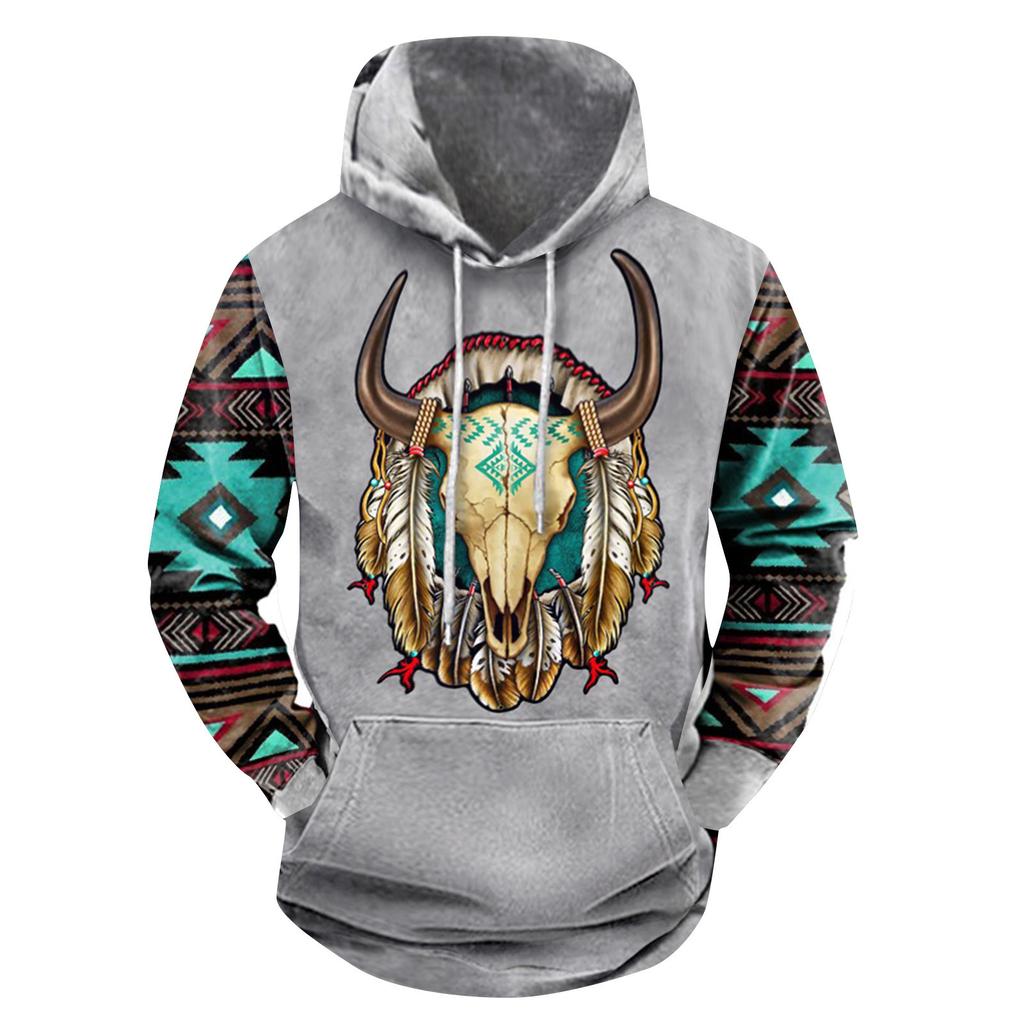 Модный свободный мужской и женский свитер с капюшоном с длинным рукавом и принтом