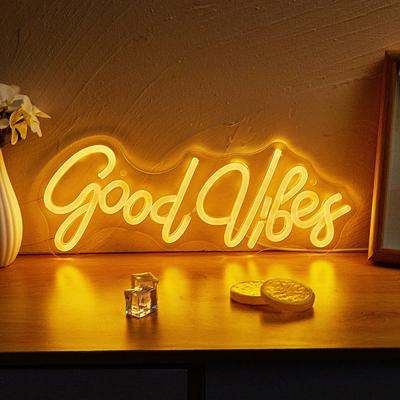 Новые светодиодные неоновые вывески Chi-buy Goodvibes с питанием от USB, ночники, 3D настенные художественные и игровые комнаты, спальни, гостиной, декор, лампы, знаки