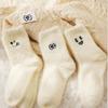 Women Funny Socks White Winter Warm Socks Smile Cute Kawaii Anime Floor Socks Lolita Y2k Thicken Fuzzy Socks