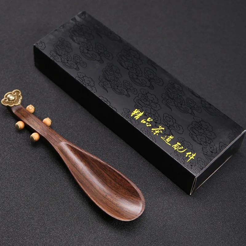 Чайная ложка Пипа из черного дерева, бытовая деревянная ложка, чайная лопатка, церемония, шесть джентльменских чайных сервизов, аксессуары