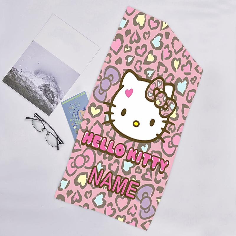 1pc HelloKitty19 Beach Towel with Custom Name, Beach/Swimming/Bath/Picnic/Camping Towel, Suitable for Seaside Beaches