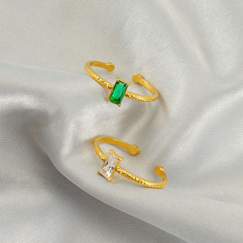 New Fashion Stainless Steel Zircon Ring Temperament Light Luxury Jewelry Titanium Steel 18k Opening Adjustable Ring