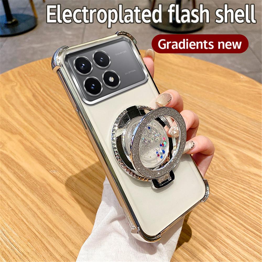 Чехол для телефона с подставкой-кольцом с блестками-зыбучим песком для Xiaomi Poco X6 Pro 5G X6 X3 NFC M6 Pro C65 12T 13T Pro Мягкий силиконовый противоударный чехол