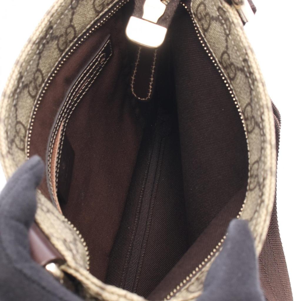 Used GUCCI GG Supreme Shoulder Bag 201538 PVC coated canvas leather Beige Brown Used Women
