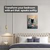 WOXZQ Black Cat Wall Art – 12x15 Inch Cute Cat with Lotus Flowers Print – Frameless Paper Laminate for Bedroom, Living Room, or Office –