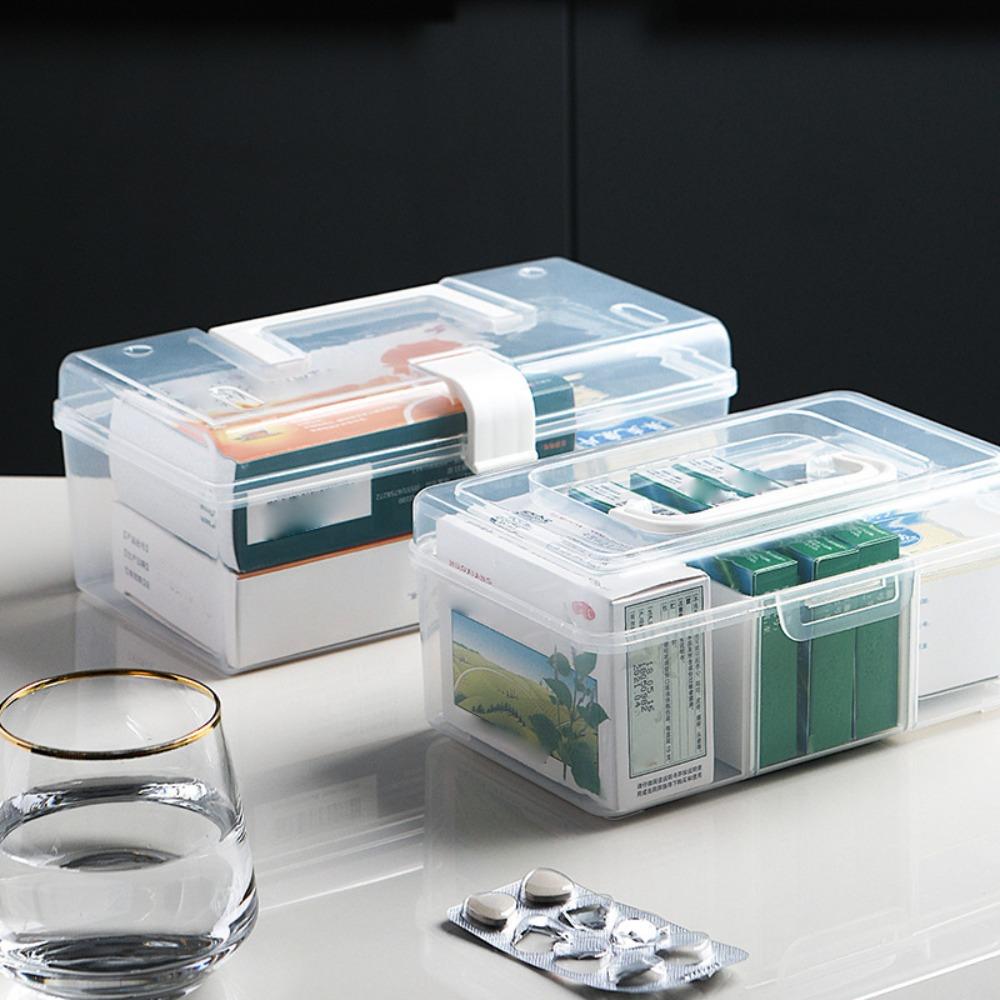 Dustproof Stationery Storage Case Waterproof Medicine Cabinet Portable Emergency Kit Box