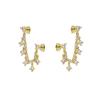One Side Two Piecing Stud Earring Tassel Chain Link Mini Clear Round CZ Zircons Women Office Stud Earring for Engagement Jewelry