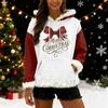 Women's Christmas Print Colorblocked Loose Casual Hoodie