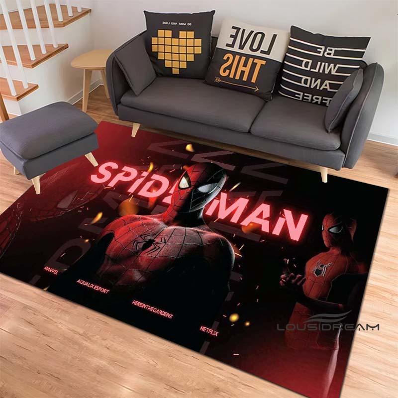 3D-Printed Cartoon Spider-Man Rug — Ideal for Home Decor (Bedroom, Living Room, etc.); Fluffy Square Carpet, Soft Area Rug, and