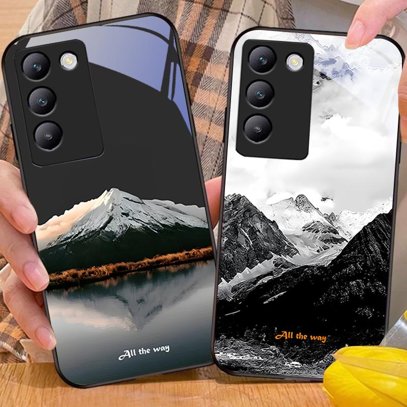 Темный лес Белый Для Y72 33S 11 03 36 96 Lite 35 16 Iqoo 12 V40 SE 5G 29 40 21 30 X80 Pro Vivo Чехол для телефона из закаленного стекла Черный