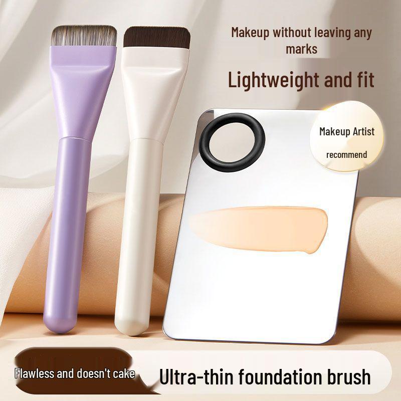 Single-Shape Flat Head Foundation Brush for Flawless Nude Skin and Light Concealer