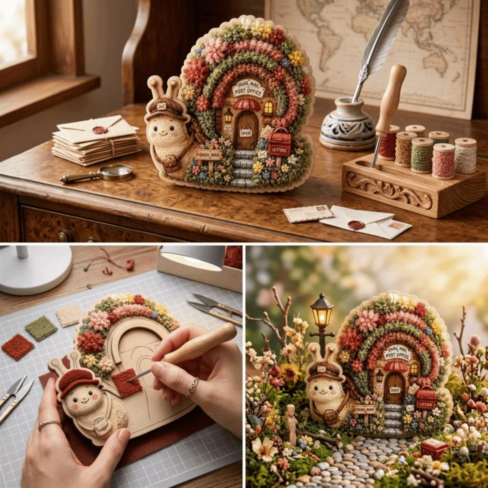 Mushroom Cottage DIY Needle Craft House Scene DIY Handmade Set Poke Art Kit Classroom Use