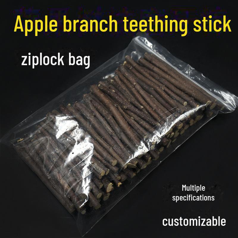 Eco-Friendly Teething Sticks for Small Pets - Apple Branch Treats In Ziplock Bag