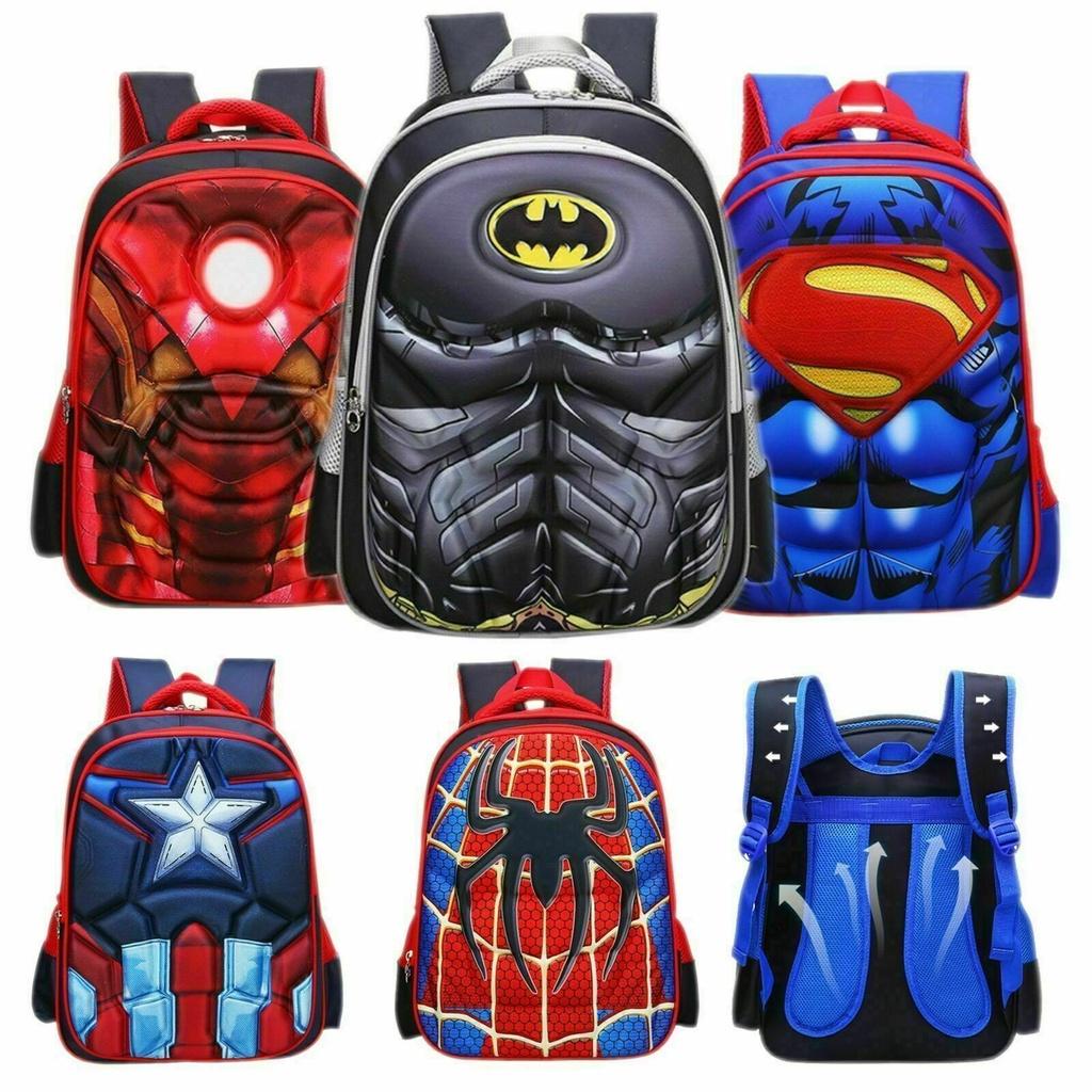 3d Spiderman Batman Captain America Childrens School Bag Backpack For Boys Kids