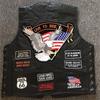 Men's Classic Lambskin Leather Motorcycle Vest with 14 Embroidered Badges