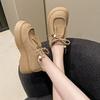 Heightened Thick-soled Muffin Tassel Birken Women's Shoes Spring and Summer New Versatile Casual Round Head Lace-up Single Shoes Women