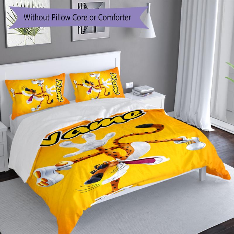3pcs Custom Name Cheetos Pipoca Set,Includes 1 Duvet Cover and 2 Pillowcases,All-season Bedroom Decor