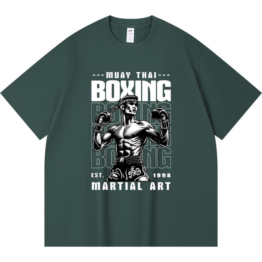 Футболка из 100% хлопка плотностью 230 г/м2 с принтом тайского бокса, забавная футболка из чесаного хлопка в стиле Харадзюку