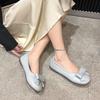 Soft Cute Round Head Bow Flat Ballet Shoes for Women 2025 New Versatile Girl Mary Jane Single Shoes for Women