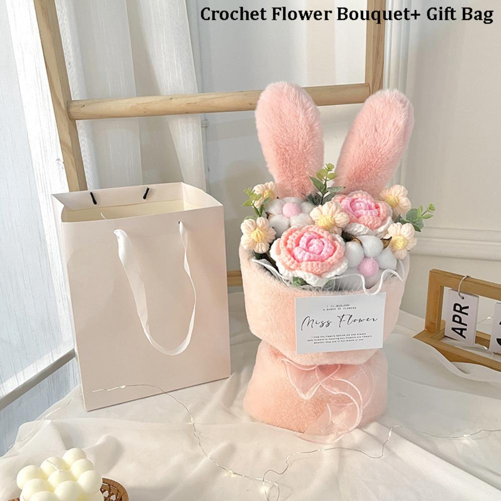 Rabbit Ears Crochet Flower Bouquet Handmade Flower Bouquet Artificial Flowers for Mother's Day